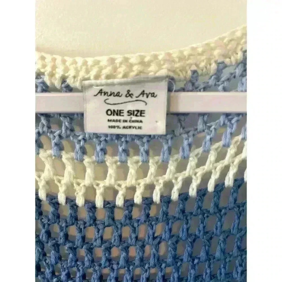 Anna & Ava Crochet Striped colorful OS Duster Cardigan Swim Coverup MSRP$98 NWOT - Picture 2 of 4